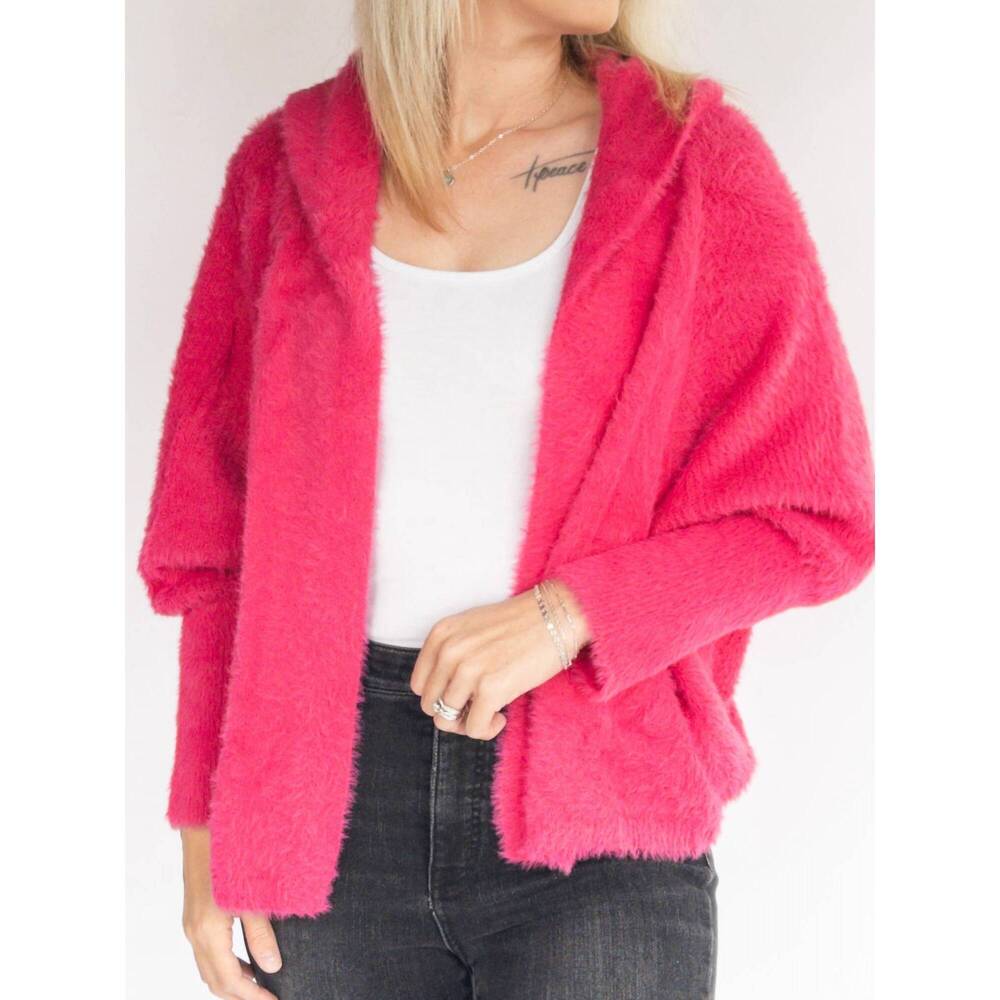 NEW MADELYN fuzzy cardigan in hot pink